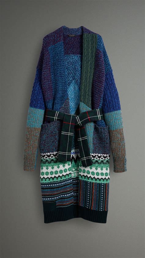 burberry cashmere wool mohair patchwork cardigan coat hydrangea blue|Burberry clothing website.